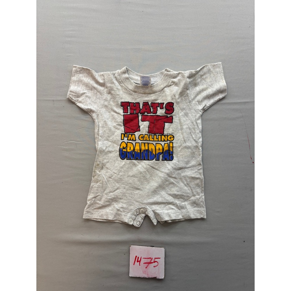 Vintage 1996 Rabbit Skins Im Calling Grandpa Romper Gray 6 Months USA Made